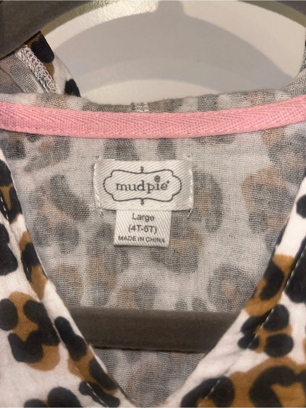 Mud Pie Leopard Hooded Swim Cover Up NWOT Girls 4-5T Pink Beach Pool Coverup
